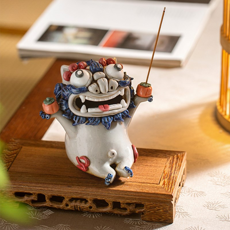 围炉集物陶瓷摆件貔貅桌面摆件招财创意摆件装饰送开业