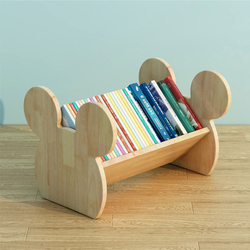 巴然实木儿童书架落地绘本架桌面收纳架幼儿园家用