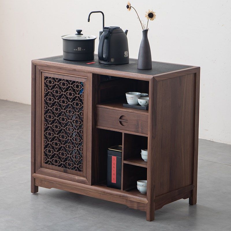 新中式黑胡桃木茶水柜现代实木榆木烧水柜一体侧边下置水桶餐边柜,住宅家具,餐边柜,淘宝优惠券,粉丝福利购,淘宝优惠卷