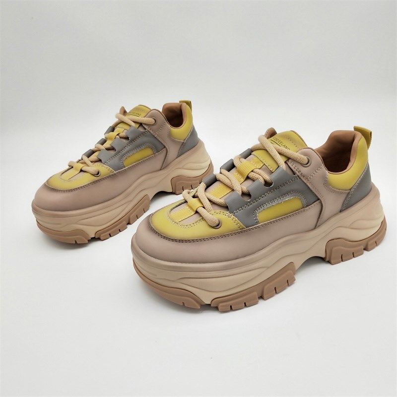 断码处理2024新款真皮牛皮厚底老爹鞋女复古拼色轻便百搭休闲单鞋,女鞋,时尚休闲鞋,淘宝优惠券,粉丝福利购,淘宝优惠卷