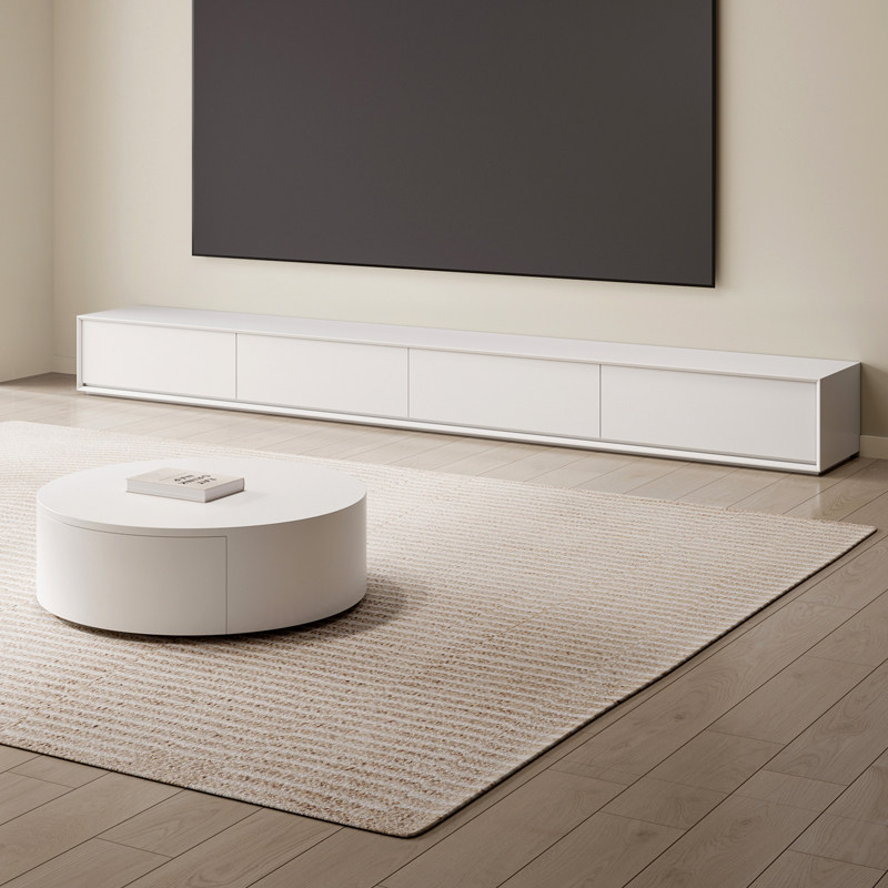 北欧简约白色实木奶油风落地电视柜小户型高级感电视柜茶几组合,住宅家具,电视柜,淘宝优惠券,粉丝福利购,淘宝优惠卷