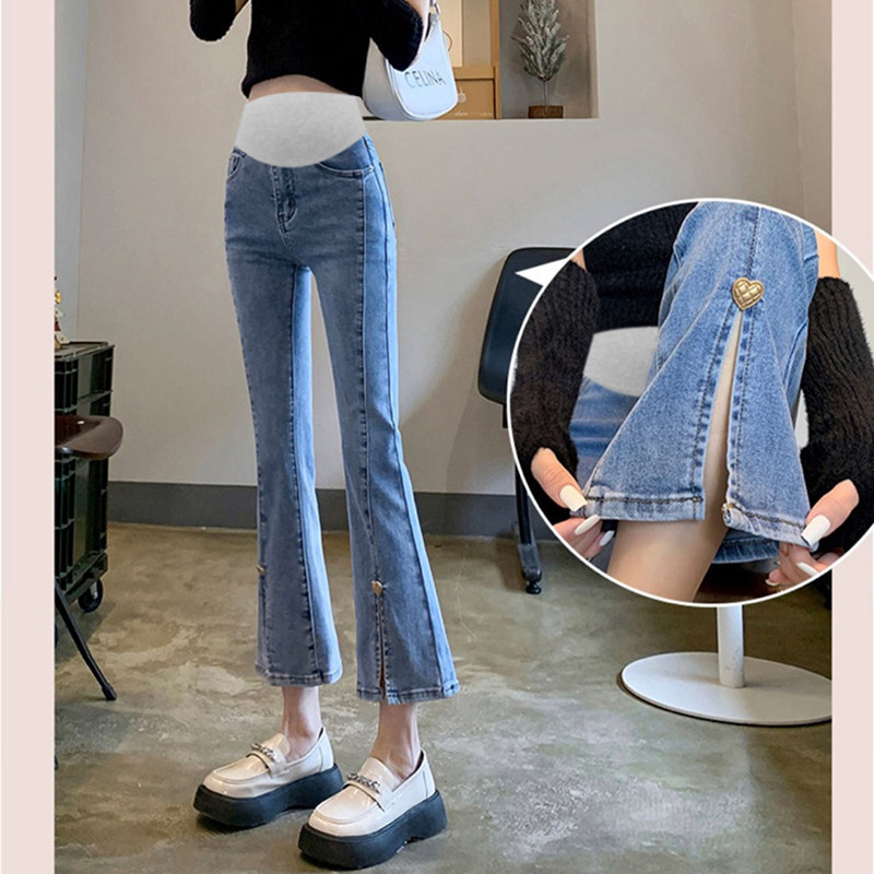 孕妇牛仔裤春秋季喇叭裤托腹外穿小脚裤开叉九分裤休闲裤小个子夏,孕妇装/孕产妇用品/营养,孕妇打底裤,淘宝优惠券,粉丝福利购,淘宝优惠卷