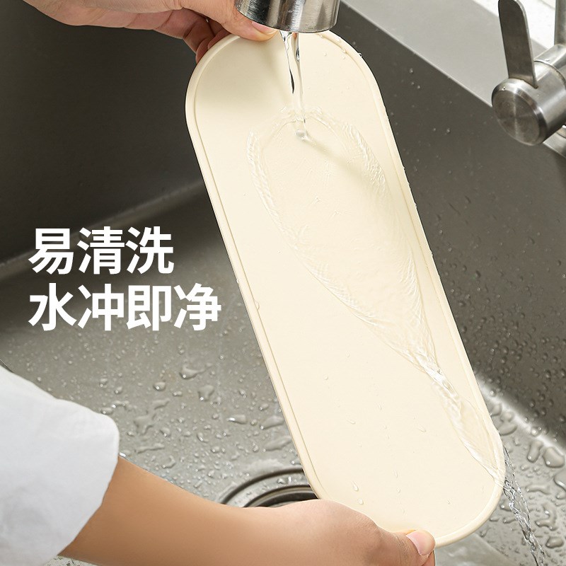 窄边桌面碗筷沥水垫吧台滤水垫硅胶防滑垫收纳厨房调料罐保护垫