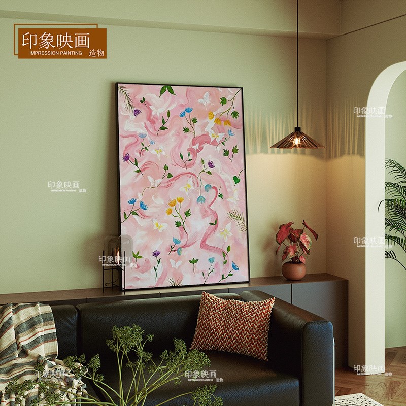 法式中古风客厅抽象装饰画多巴胺复古抽象餐厅玄关卧室复古挂画图片
