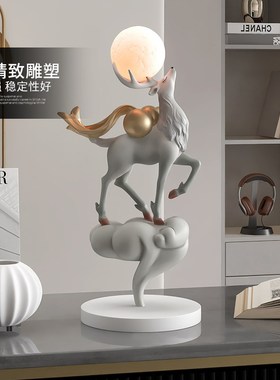 新中式葫芦鹿摆件客厅玄关家居装饰品卧室床头小夜灯新年乔迁礼物