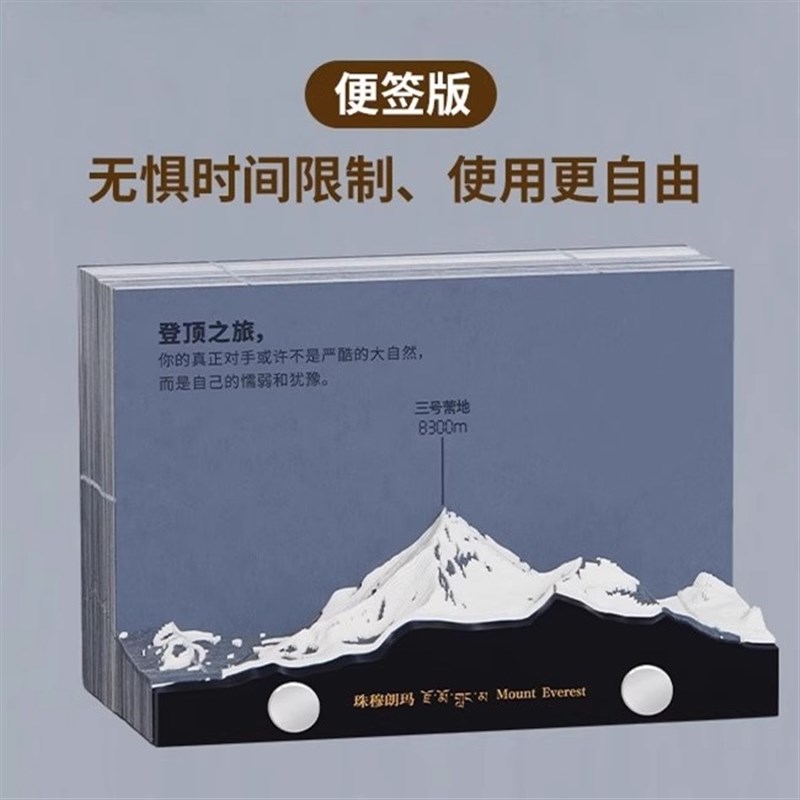 2024龙年新年日历摆件纸雕创意台历桌面便签珠峰手模型礼物立体撕