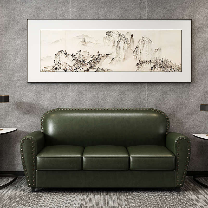 组合排接待沙发商用办公室黑色直人单双休闲三人会客休息区小户型