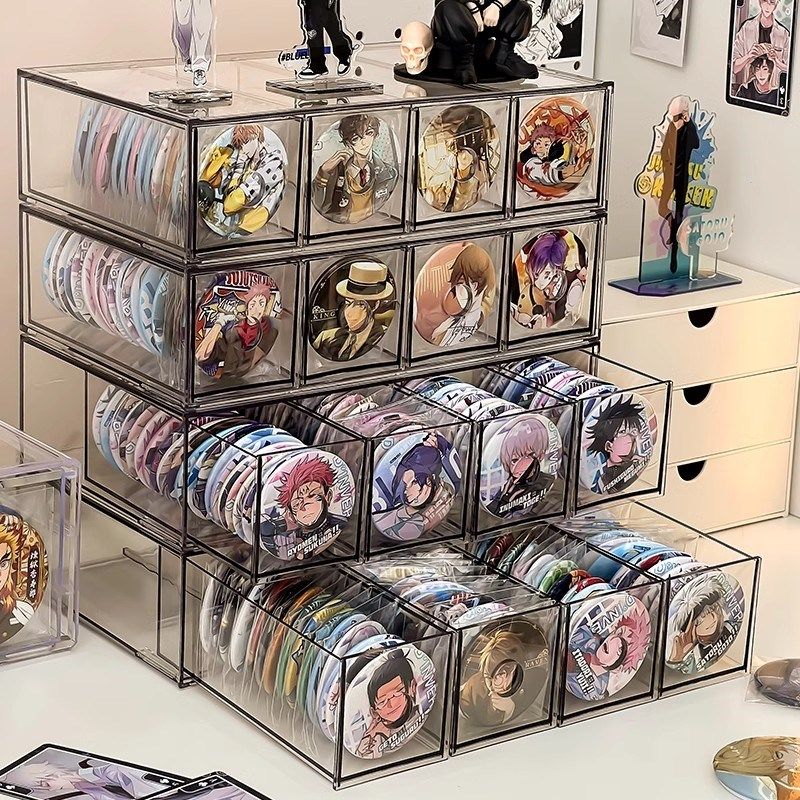 吧唧收纳盒亚克力抽屉谷子展示架防潮吃谷人桌面放徽章,收纳整理,桌面收纳盒,淘宝优惠券,粉丝福利购,淘宝优惠卷