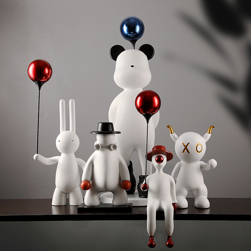 现代创意气球雕塑摆件客厅玄关柜电视柜落地展厅酒店售楼处装饰品