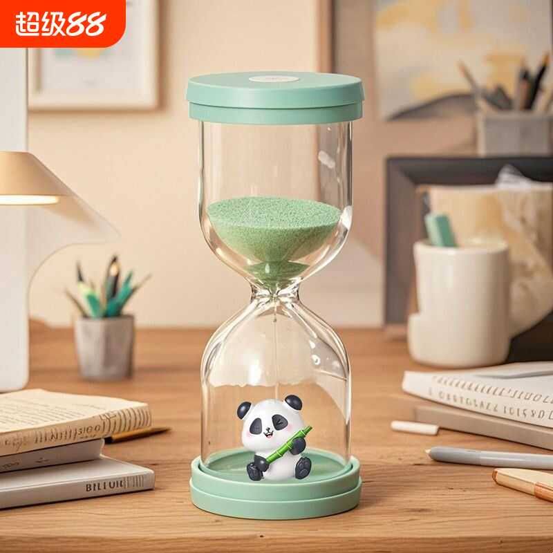 熊猫卡通沙漏计时器防摔3-30分钟作业吃饭耳兔桌面装饰摆件
