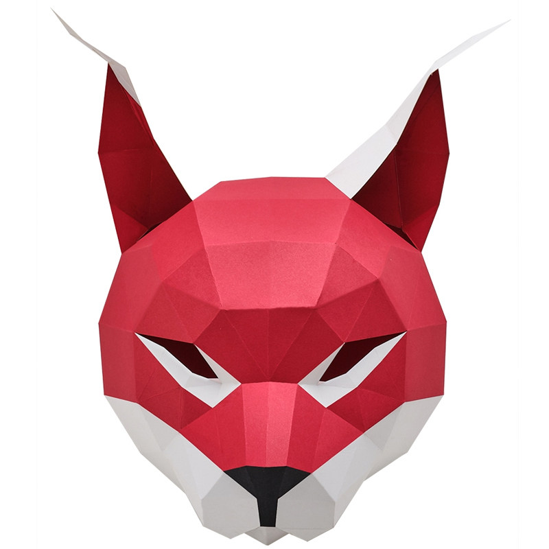 手工折纸猫咪创意纸包面具纸头套DIY材模料派对摄影网红抖音道具