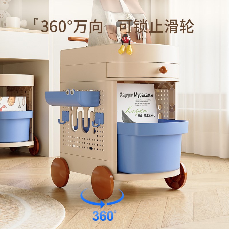 可移动小推车塑料收纳架神器书包书本家用桌下滑轮书包多层置物架