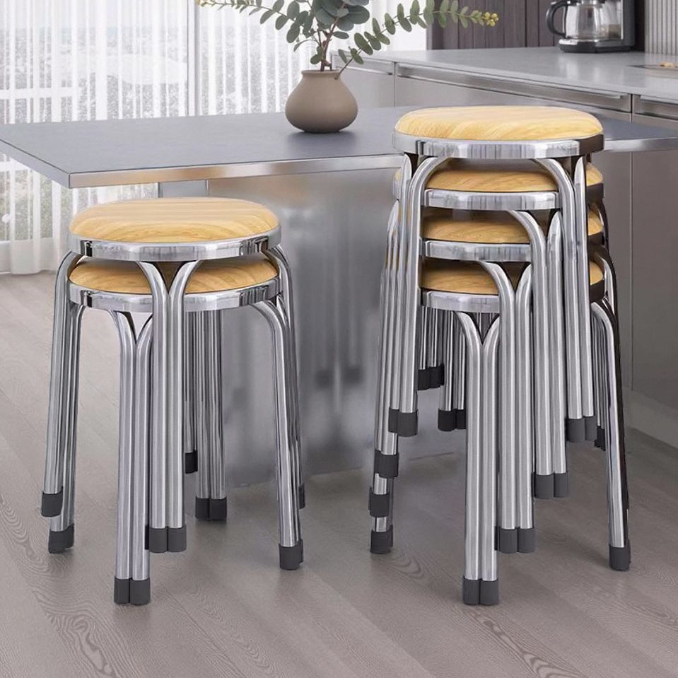 可叠放凳子不锈钢家用电脑椅设计师款实验室加高软包垫餐桌商用