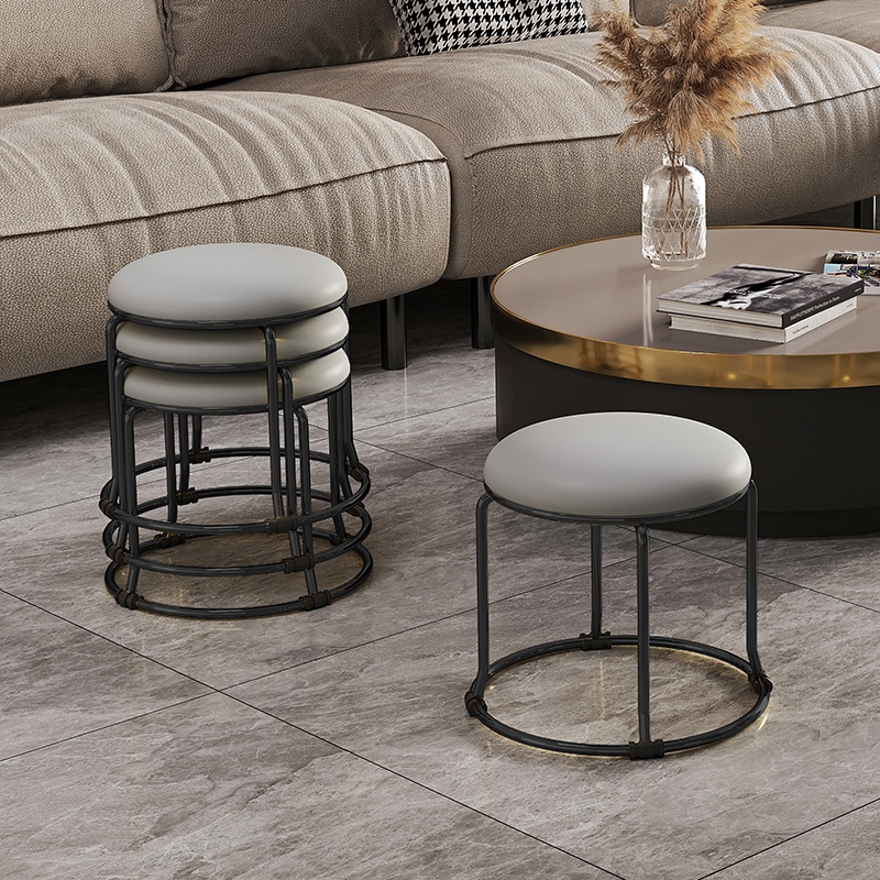 矮凳家用可叠放软包圆凳