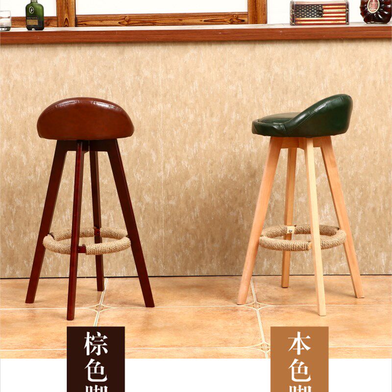 实木吧台椅子复古美式吧椅可定制旋转吧椅升降酒吧椅简约前台创意