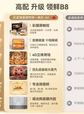 【国补20%】凯度B8微蒸烤炸一体机四合一台式家用微波炉蒸电烤箱