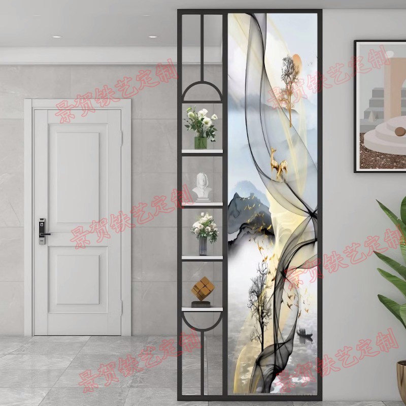 艺术玻璃屏风客厅浴室隔断半墙卧室房间轻奢入户进门玄关隔断遮挡