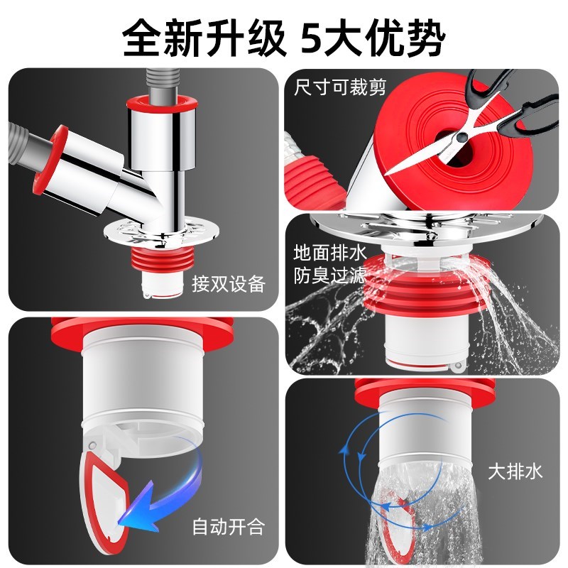 洗衣机下水管地漏接头卫生间y排水管道防臭三头通分水器一分二