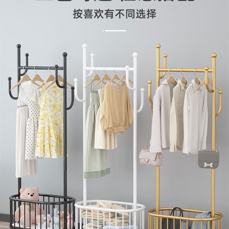 衣架落地卧d室晾挂衣架金属移动带轮家用客厅衣帽架网红轻奢脏衣