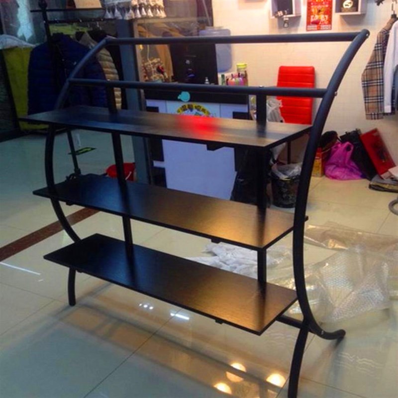 铁艺服装展示架服装店货架挂衣架中岛架鞋包架子三层架陈列架