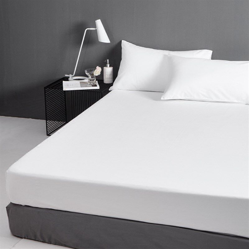 酒店民宿纯白色T/C混纺简约宾馆快乾牀单被套三四件套牀笠式牀品