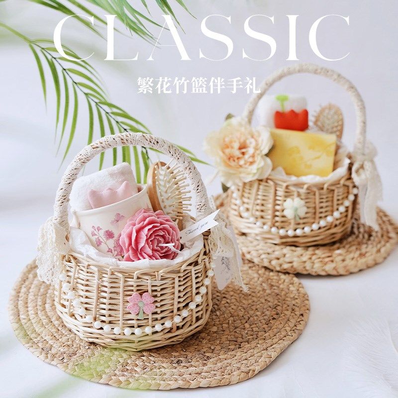 结婚伴手礼盒子空盒伴娘实用宝宝宴满月手提篮子礼品盒生日礼物盒