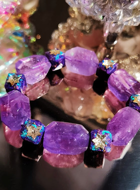 天然紫水晶大颗粒切面许愿成愿学生冥想白领工作手链手串手环女