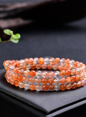 天然阿鲁沙三圈手链 5mm 金太阳绿柱石 冰透 XL162