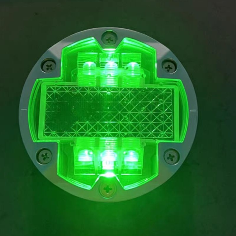 太阳能圆形道钉 人行道警示灯 诱导灯.g无线同步铸铝道钉地埋灯