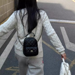 2024小香风mini菱格链条双肩包夏季 可爱小背包简约百搭女包 新款