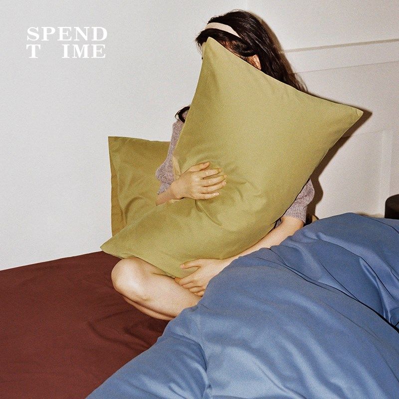 花时间生活现代撞色100支纯棉磨毛床单被套亲肤婴儿棉床上四件套,床上用品,床品套件/四件套/多件套,淘宝优惠券,粉丝福利购,淘宝优惠卷