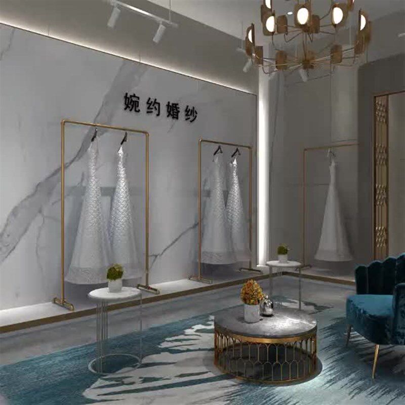 服装店展示架复古龙门架水管落地架简约挂衣杆黑色单杠晾衣架货架