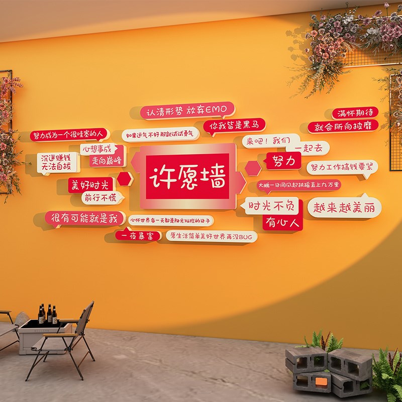 心理灵驿站治廖愈墙面装饰氛围布置奶茶咖啡店打卡许愿拍照区墙贴