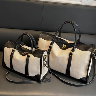 手提轻便女士外出短途旅行包大容量包包女2024新款夏帆布斜挎包袋