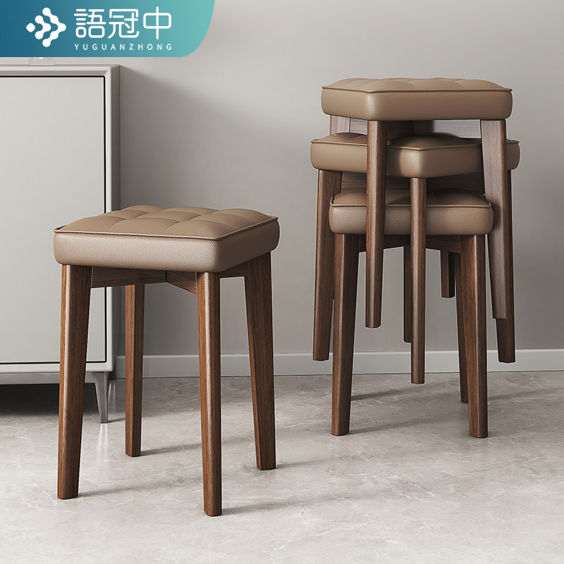 实木软包餐椅家用凳子现代简约餐厅板凳可叠放中式餐桌靠背木椅子,住宅家具,餐椅,淘宝优惠券,粉丝福利购,淘宝优惠卷