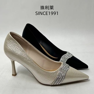珠利莱26春款名媛风水钻尖头细跟高跟鞋女职业单鞋百搭气质