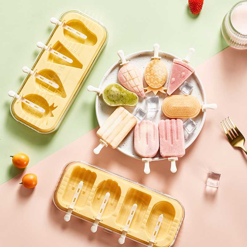 雪糕模具母婴食品级硅胶冰棍模具网红冰激凌冰模卡通图案棒冰模具