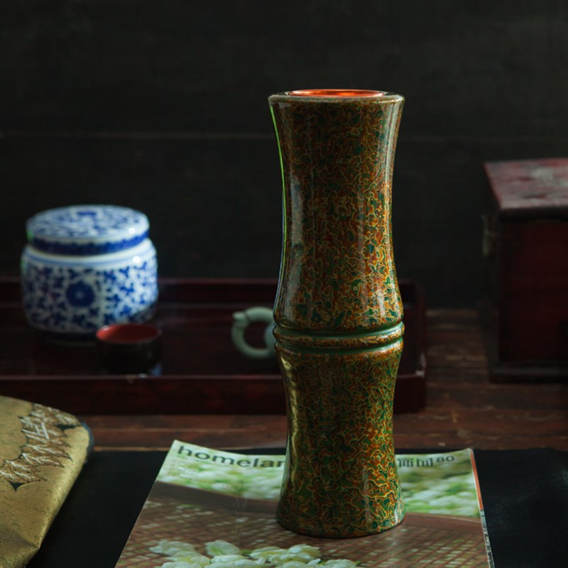 桥 福州传统漆器 花瓶 摆件【绿竹瓶】