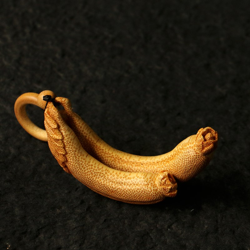 精品纯手工雕刻双丝瓜手把件竹雕丝瓜把玩小件丝丝牵挂