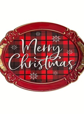 复古装饰托盘家居装饰,节日圣诞红色文字风格 erry Csas