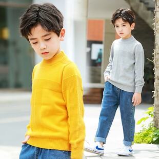 2021新款男童加绒加厚毛衣冬季半高领儿童春秋款保暖针织衫童装潮