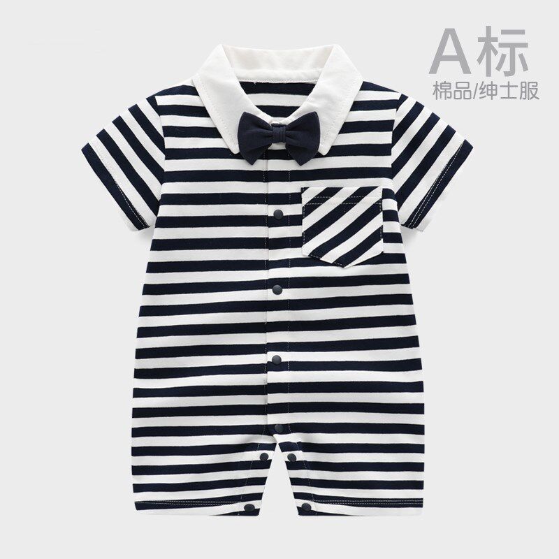宝宝满月服百天日宴一周岁衣服男婴儿春夏季装礼服照绅士连体衣