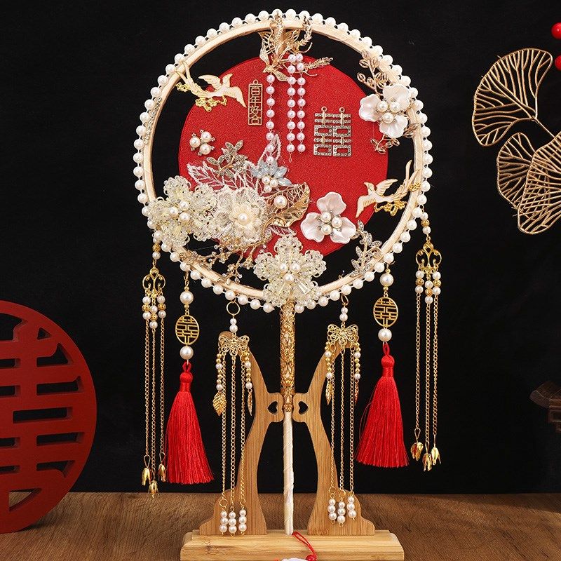 团扇新娘结婚秀禾婚礼红色重工成品双面高级y材料礼物送新娘,鲜花速递/花卉仿真/绿植园艺,新娘手捧花,淘宝优惠券,粉丝福利购,淘宝优惠卷