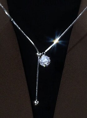 2022年新款潮一颗钻项链超闪镶嵌简约精致冷淡风小清新气质锁骨链