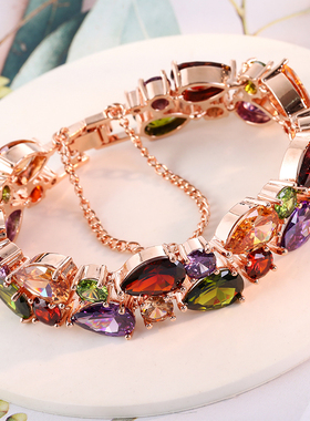 曼休妮潮人水晶钻手链女五彩色转运手串夸张个性手镯大串时尚饰品