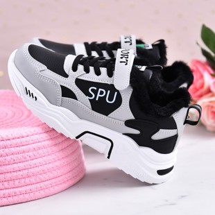 儿童棉鞋女童运动鞋2021新款秋冬季跑鞋皮面加绒波鞋女孩韩版童鞋