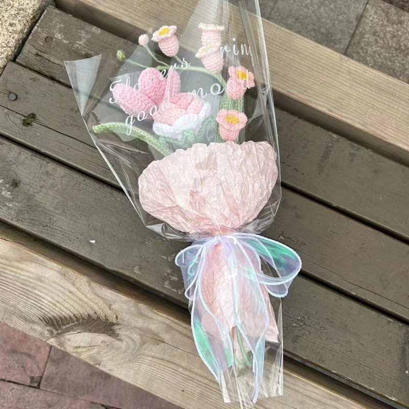 毛线编织郁金香向日葵铃兰毛线花朵成品手捧花新娘结婚礼品花