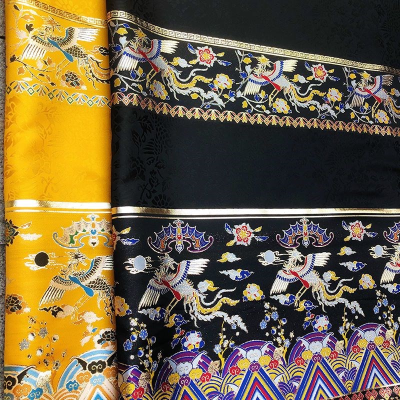 马面裙布料织金仿妆花光泽挺括古风汉服面龙凤兔化纤提花布料