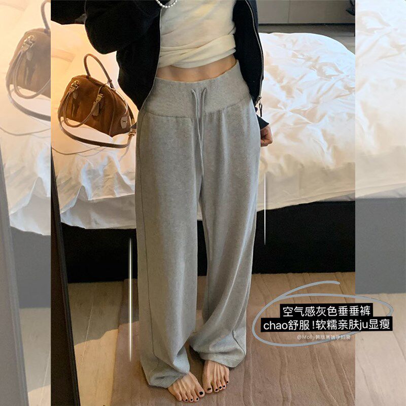 孕妇灰色直筒卫裤春夏秋薄款外穿时尚直筒阔腿抽绳拖地裤子无托腹,孕妇装/孕产妇用品/营养,孕妇休闲裤,淘宝优惠券,粉丝福利购,淘宝优惠卷