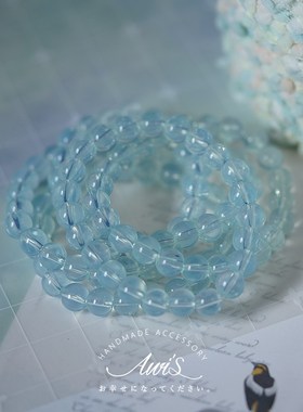 梦里蓝维之手作淡淡婴儿蓝蛋白石澳宝再造石手串女圆珠手链